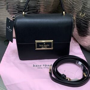 kate spade Black Saffiano Leather Top-Handle Satchel with Gold Plaque